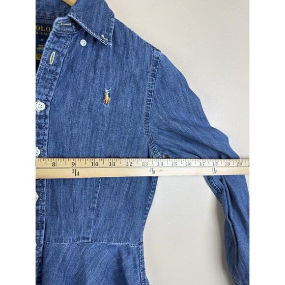 Polo Ralph Lauren Denim Shirt Dress Girls Size 10 Button Up Blue Fit Flare - Picture 13 of 13
